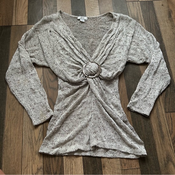 Cache 90s O Ring Scrunched Sequin Sparkly Party Cocktail N Neck Sz Large Top - Picture 1 of 10